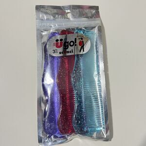 Scunci U Go Glitter Combs Y2K Vintage Purple Pink Blue 2001 See Through New